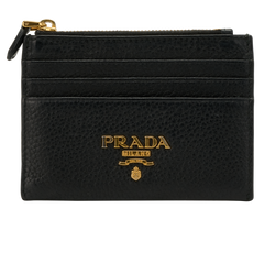 Prada Zip Card Holder, Leather, Black, MIT, 2*
